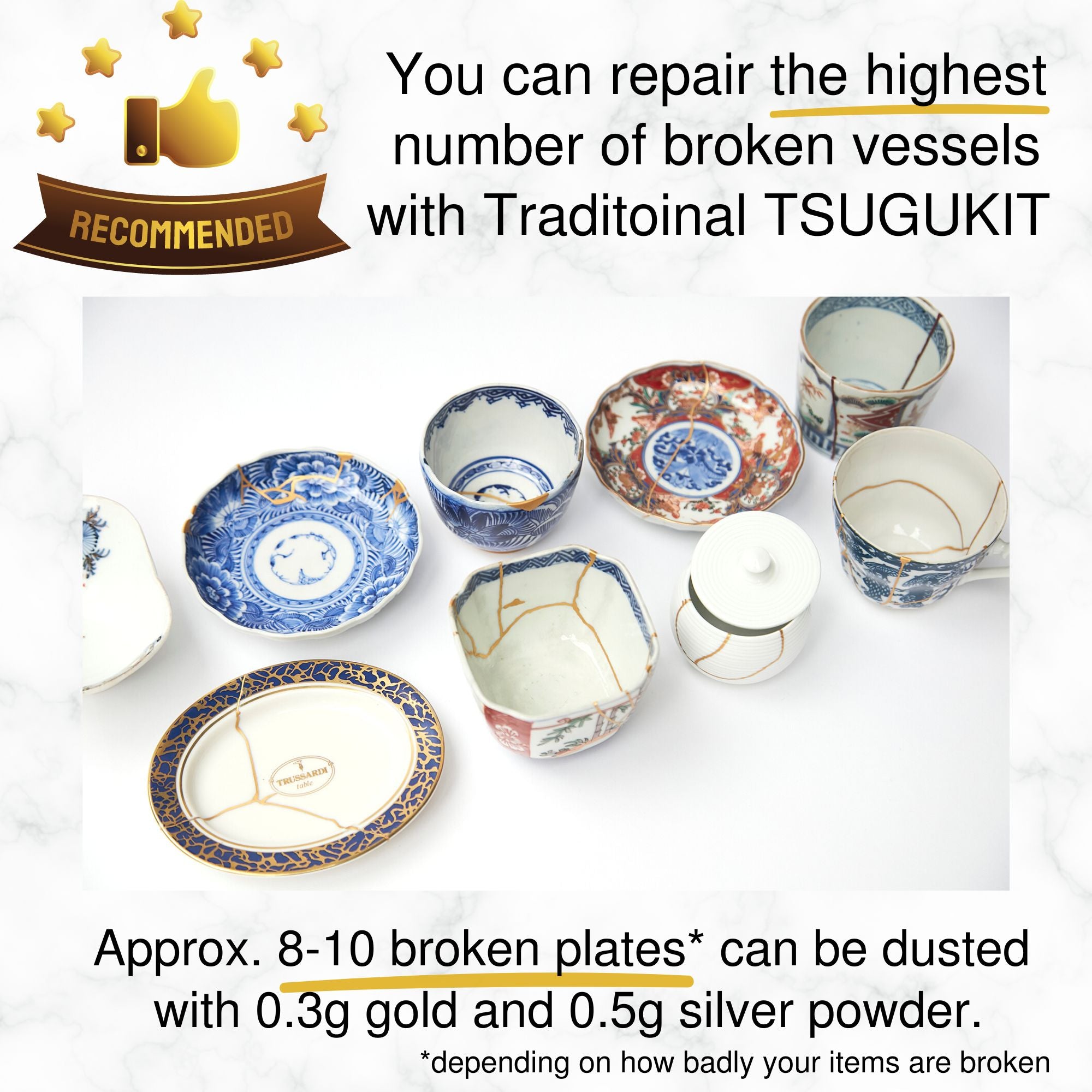 Traditional Kintsugi Kit, Gold and Silver