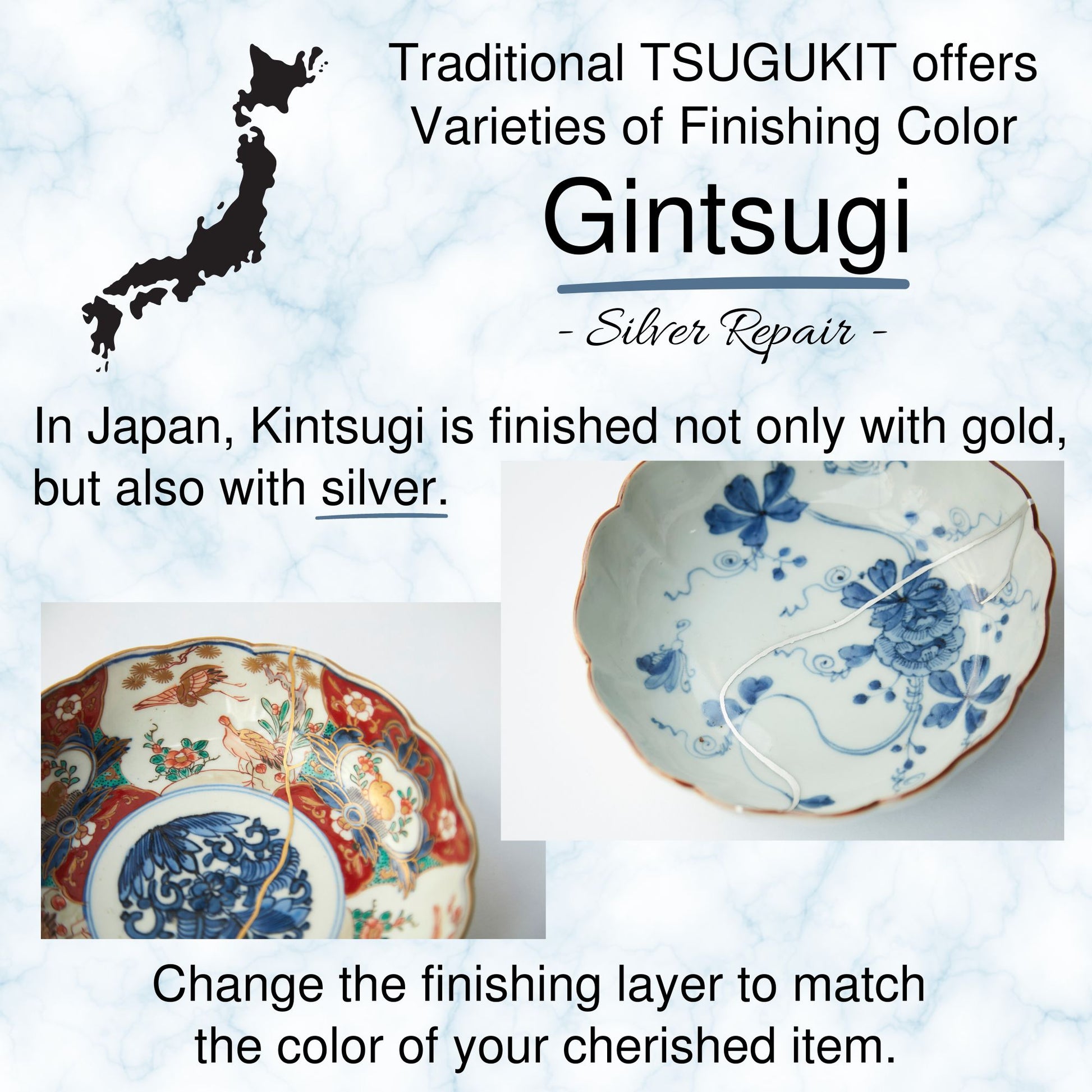 REAL Kintsugi repair kit Gold powder English manual Japan Food-safe