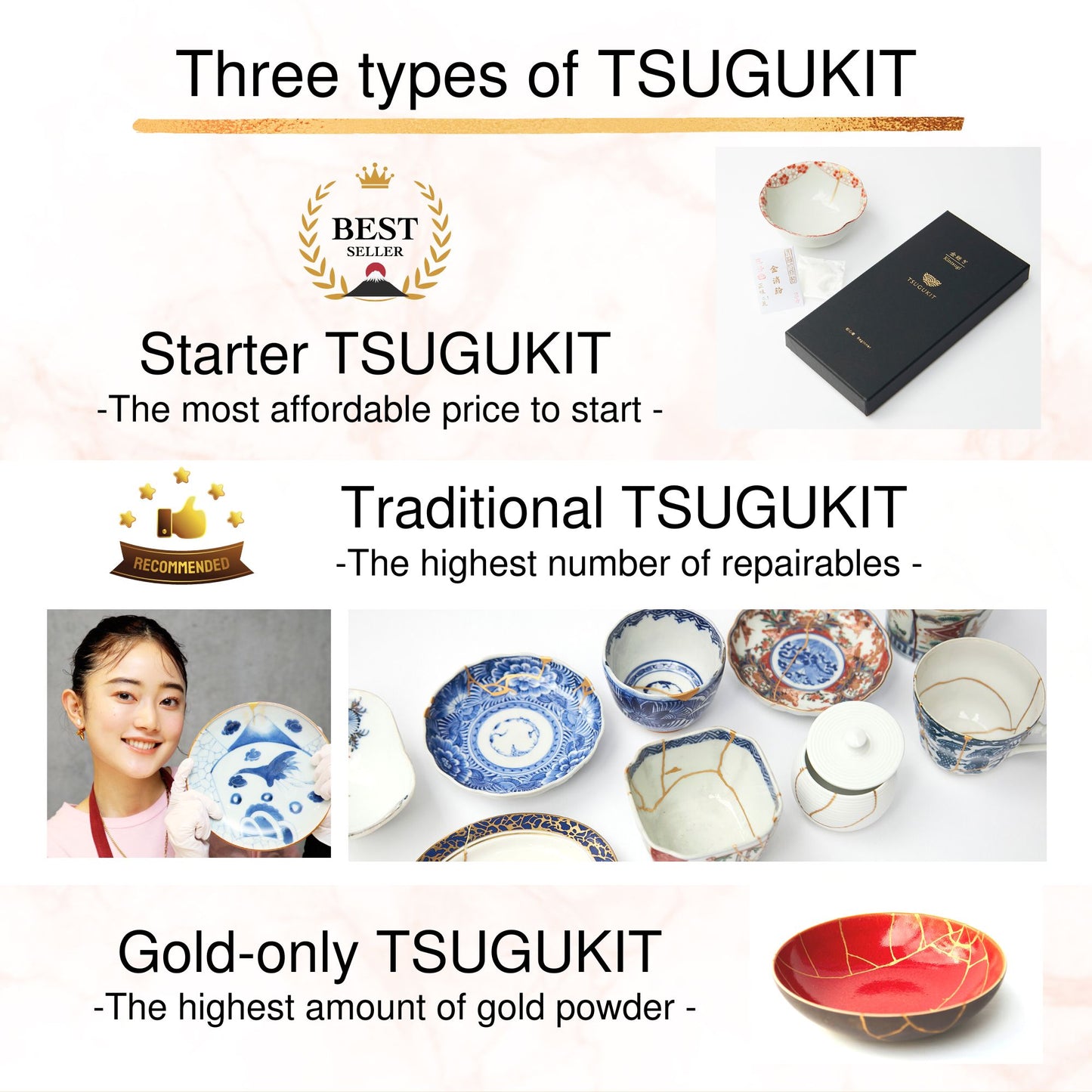 Kintsugi kit - Gold Only TSUGUKIT - (0.5 g of 23 kt Gold Powder included)